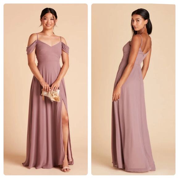 Birdy Grey Devin Convertible Chiffon Maxi Bridesmaid Dress Dark Mauve Sz M NEW - Picture 1 of 11